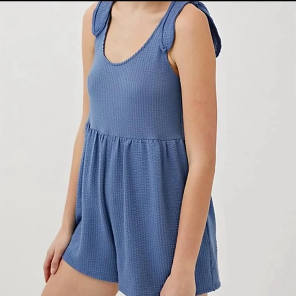 Urban Outfitters UO Marlee Knit Tie Shoulder Romper - Picture 9 of 9